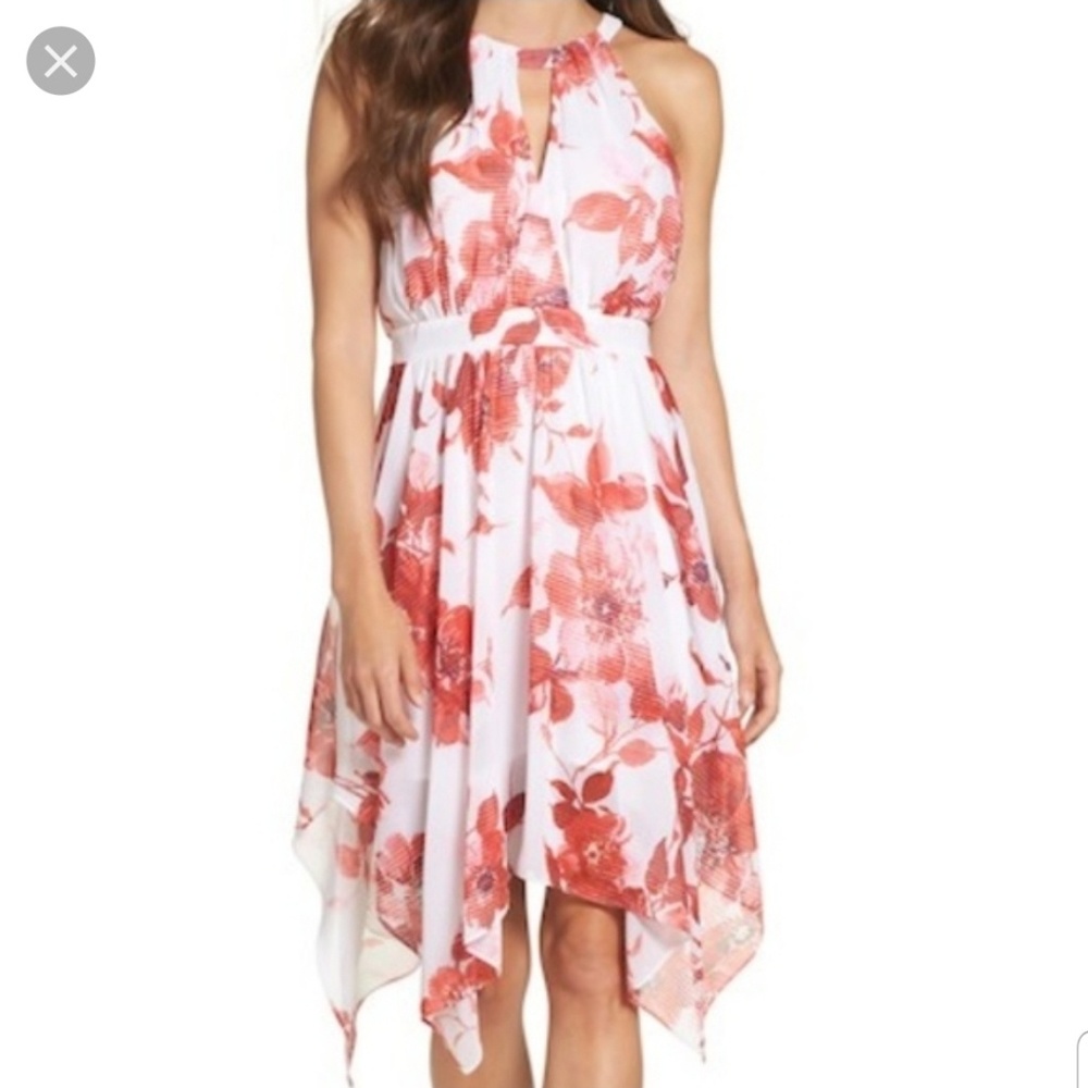 Betsey Johnson Chiffon Dress Red Floral